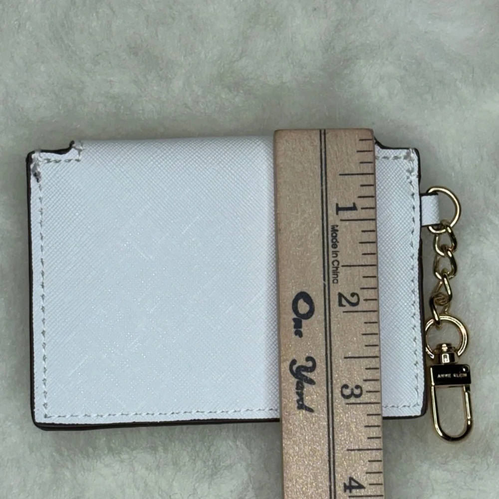 Anne Klein White Card Holder with Gold Accent